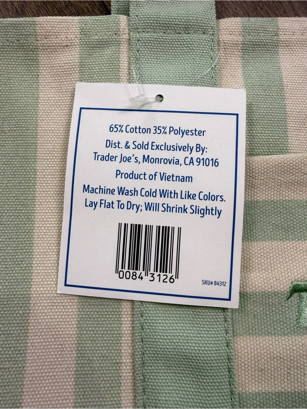 NWT Trader Joe’s Striped Mini Canvas Tote Bags Set of 4 Pastel Colors Spring